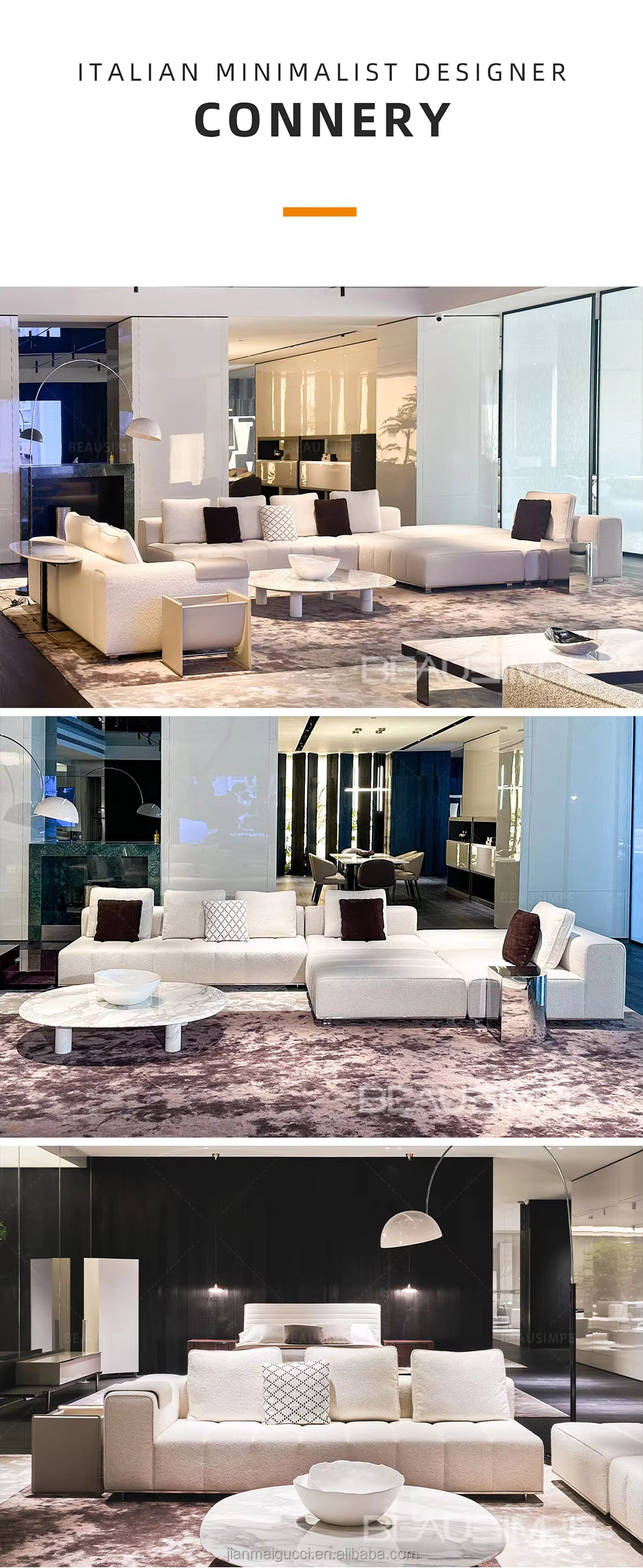 Goodman Modern Luxury Home Furniture Customized Design Minimalist Modular Sofa Set Fabric Leather on Solid Wood for Villa Living