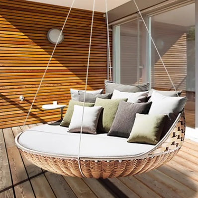 Outdoor Swing Bed Hanging Hammock Modern Swing Sofa Garden Furniture Detachable Cleaning Rope Rattan Vine Round Hanging Daybed