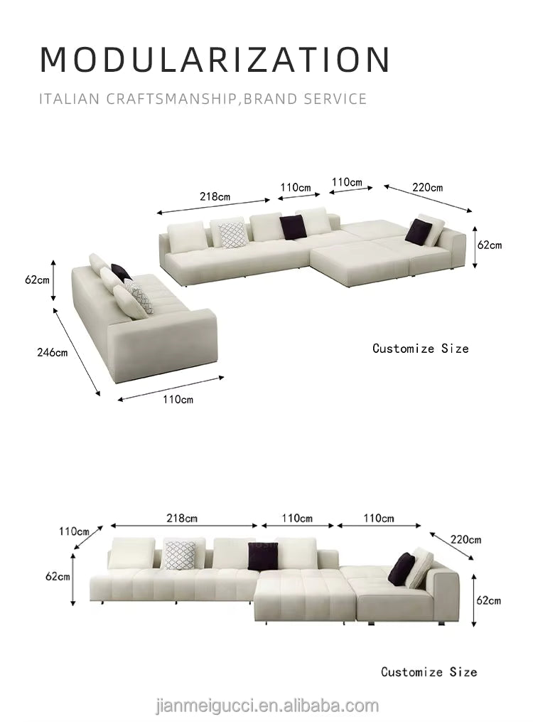 Goodman Modern Luxury Home Furniture Customized Design Minimalist Modular Sofa Set Fabric Leather on Solid Wood for Villa Living